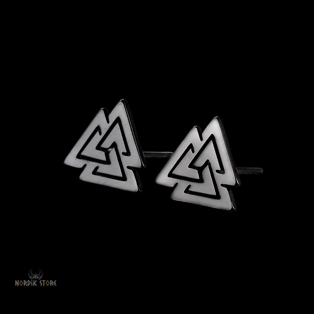 boucles d'oreilles Viking Valknut en acier noir, cadeau homme et femme