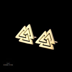 boucles d'oreilles Viking Valknut en acier or, cadeau homme et femme