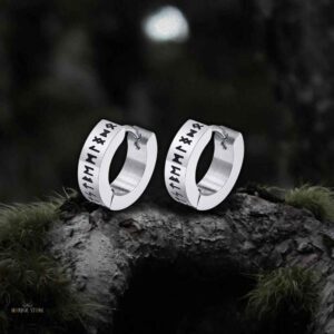 Boucles d’Oreilles Vikings Runes d’Odin en acier