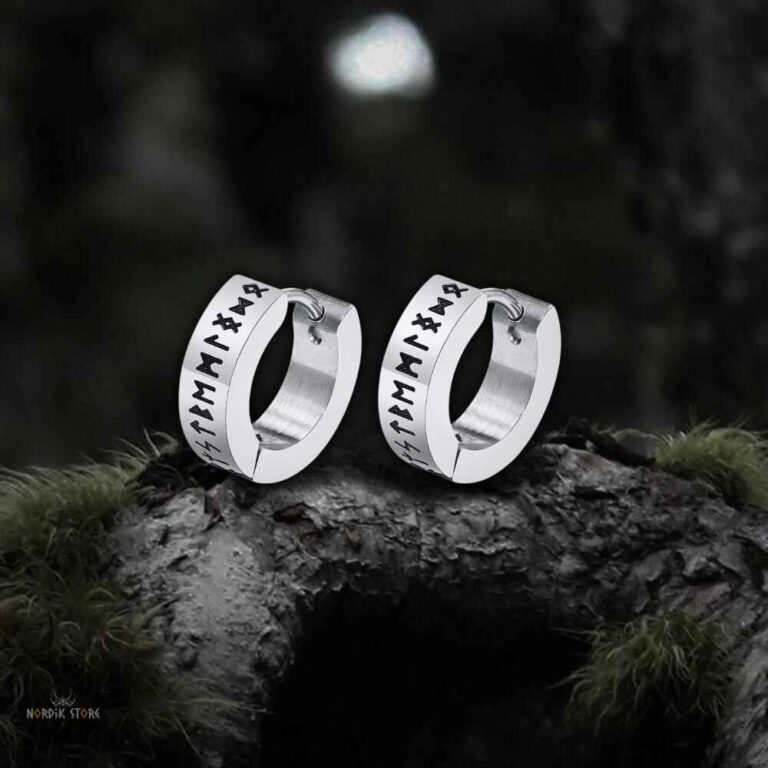 Boucles d’Oreilles Vikings Runes d’Odin en acier