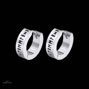 Boucles d’Oreilles Vikings Runes d’Odin en acier, cadeau