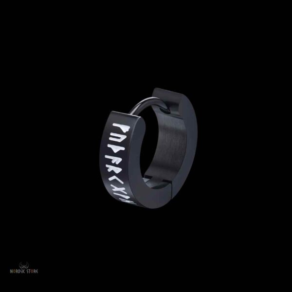 Boucles d’Oreilles Vikings Runes d’Odin noir, cadeau homme