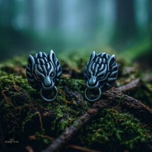 boucles d'oreilles vikings tête de loup, cadeau