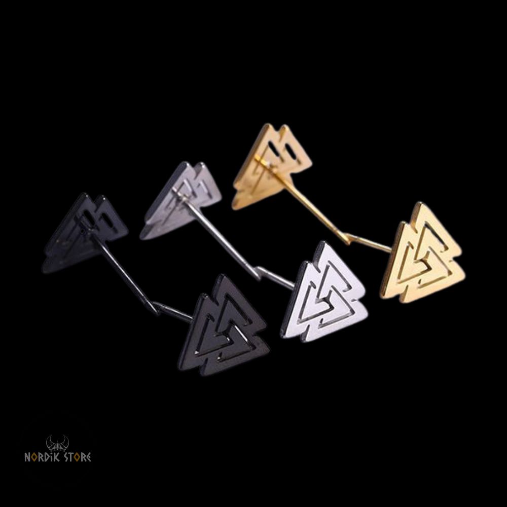 boucles d'oreilles Vikings Valknut en acier, cadeaux homme et femme