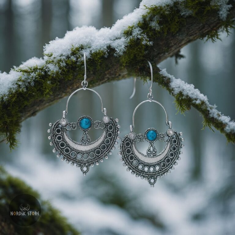 boucles viking demi cercle entrelacs argent, cadeau