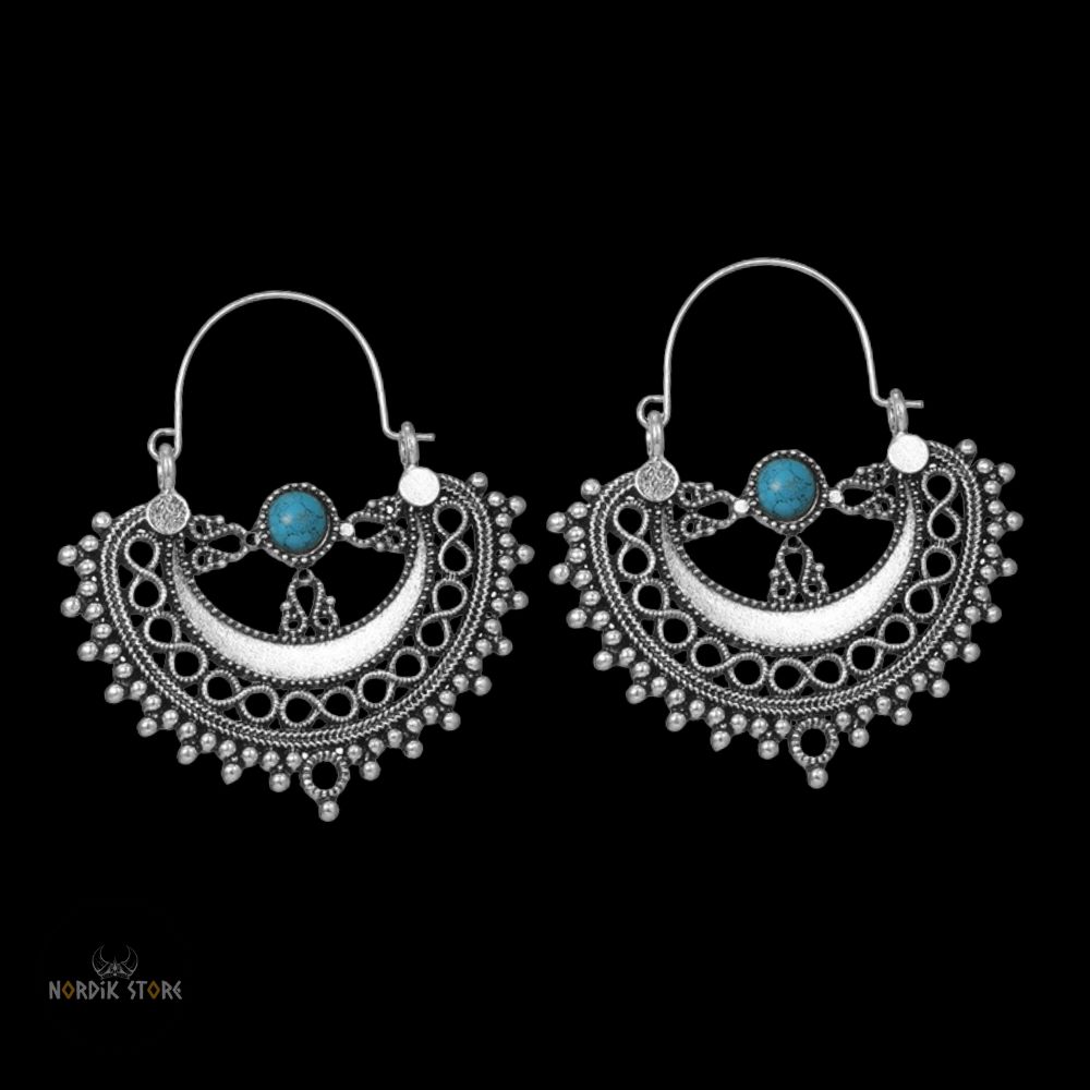 boucles viking demi cercle entrelacs argent, cadeau