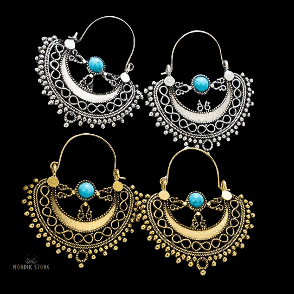 boucles viking demi cercle entrelacs argent et or, cadeaux