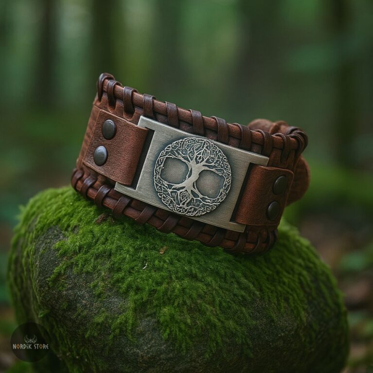 bracelet de force viking arbre de vie Yggdrasil marron, cadeau