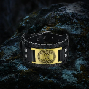 Bracelet de force viking arbre de vie noir bronze