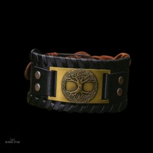 bracelet de force viking arbre de vie Yggdrasil noir et bronze, cadeau homme et ados