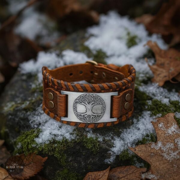 bracelet de force viking arbre de vie Yggdrasil marron, cadeau