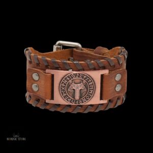 bracelet de force viking loup Fenrir marron et cuivre, cadeau