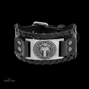 bracelet de force viking loup Fenrir noir et argent, cadeau