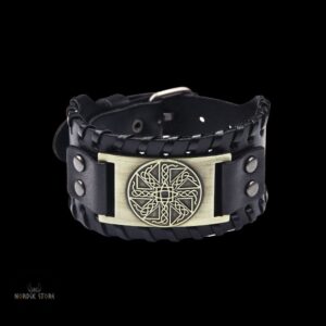 bracelet de force viking roue solaire noir et bronze, cadeau