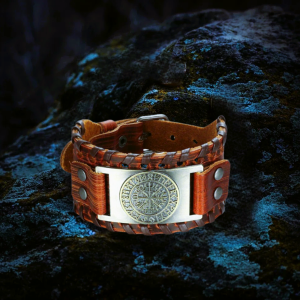 Bracelet de force viking Vegvisir marron bronze