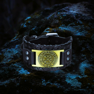 Bracelet de force viking Vegvisir noir bronze