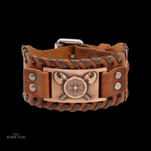 bracelet les haches des Jómsvíkings marron cuivre, cadeau homme