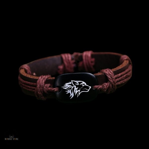 bracelet viking le chant du loup en cuir, cadeau homme et ados