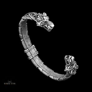 bracelet viking crocs de Fenrir argent, cadeau