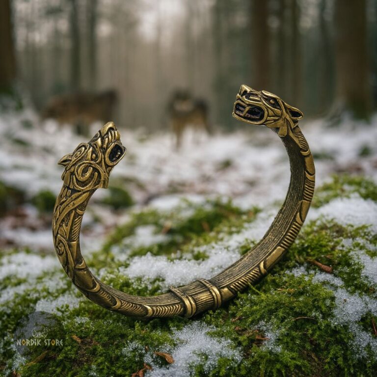 bracelet viking crocs de Fenrir bronze, cadeau homme