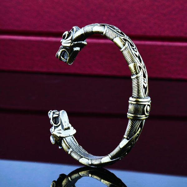 Bracelet viking crocs de loup Fenrir bronze