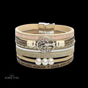 bracelet viking perles Yggdrasil beige, cadeau