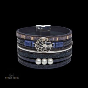 bracelet viking perles Yggdrasil bleu, cadeau homme