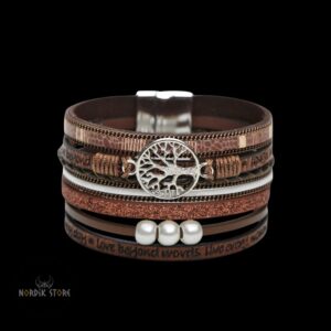 bracelet viking perles Yggdrasil café, cadeau