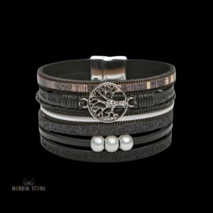 bracelet viking perles Yggdrasil noir, cadeau