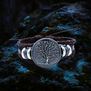 Bracelet viking protecteur Yggdrasil marron