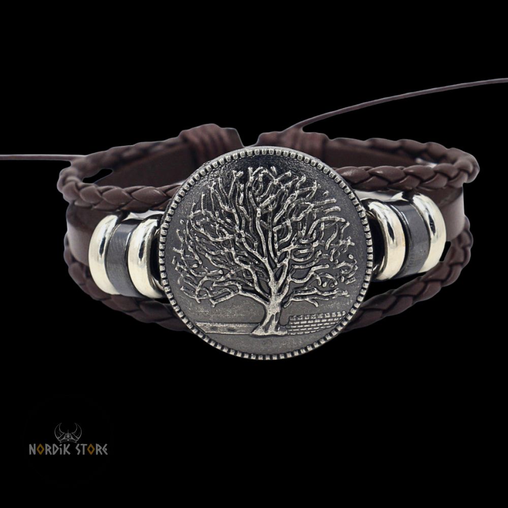 bracelet viking protecteur Yggdrasil marron, cadeau
