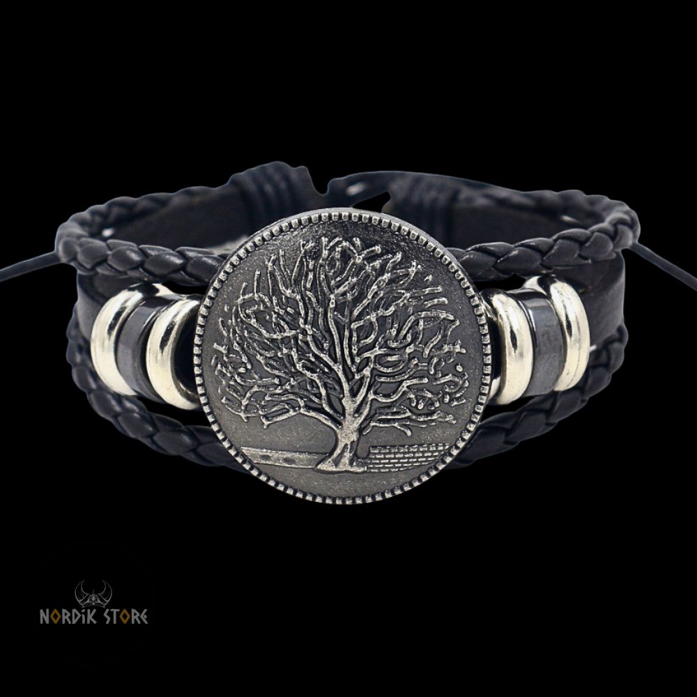 bracelet viking protecteur Yggdrasil noir, cadeau