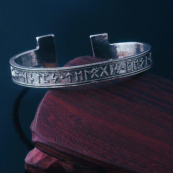 Bracelet viking runes incantatoires acier alliage