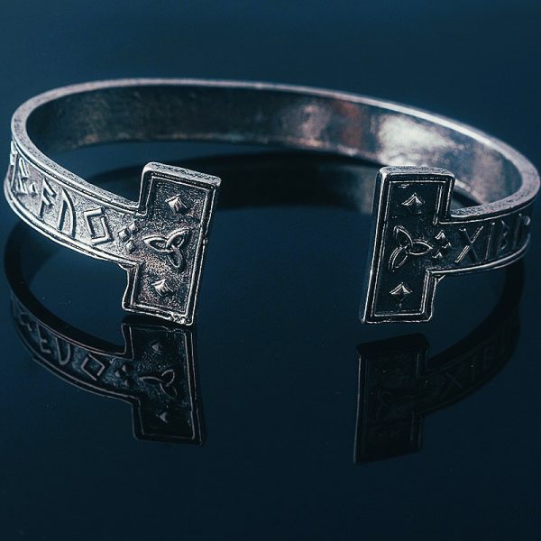 Bracelet viking runes incantatoires Triquetra acier