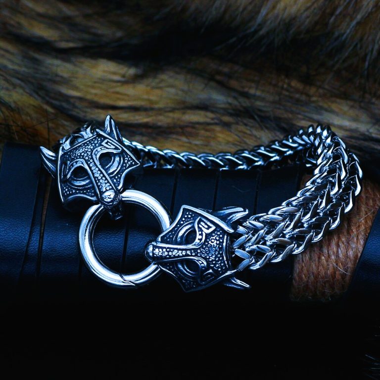Bracelet viking tête de loup Fenrir
