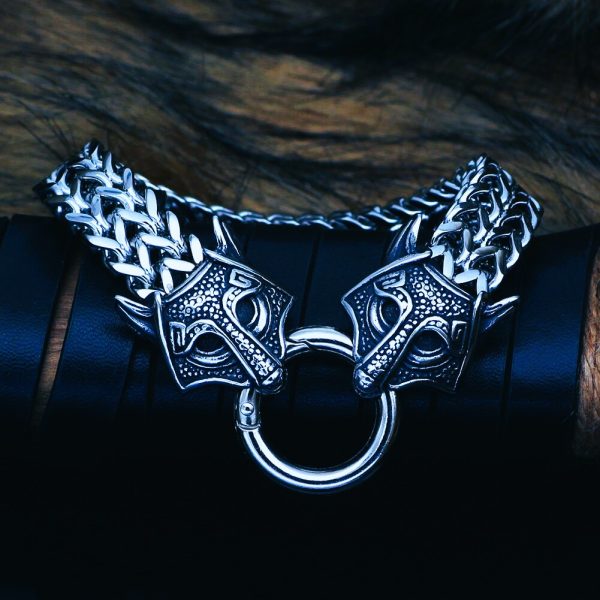 Bracelet viking tête de loup géant Fenrir