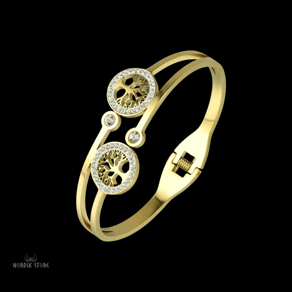 bracelet viking valkyries arbre de vie or, cadeau femme