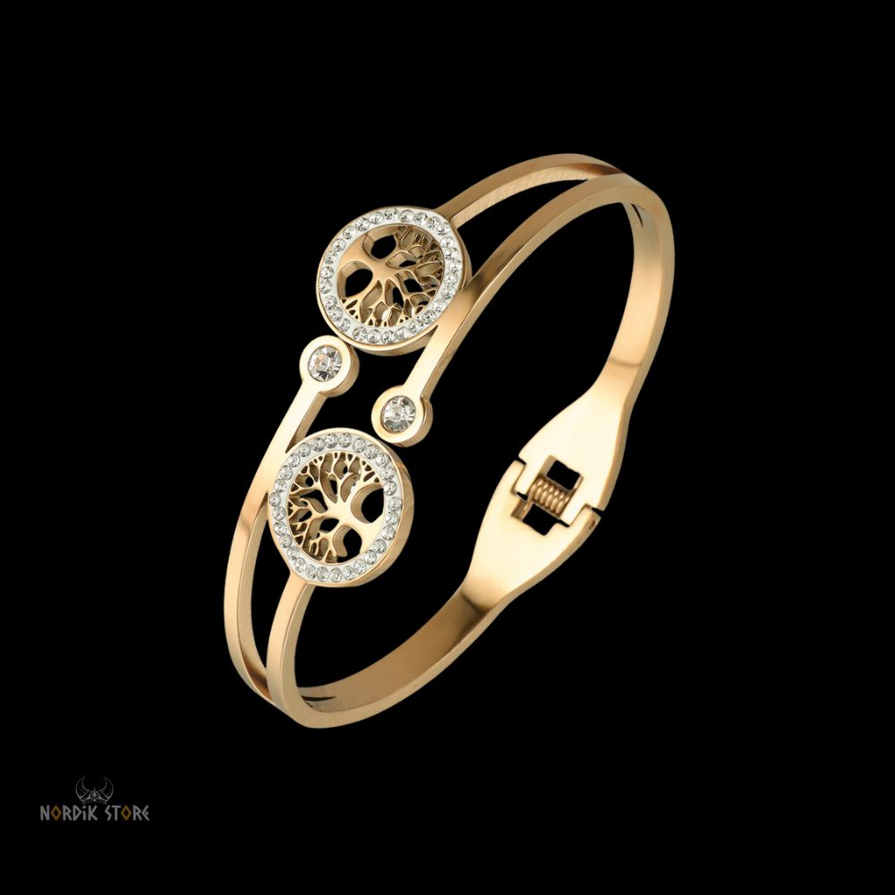 bracelet viking valkyries arbre de vie or rose, cadeau femme