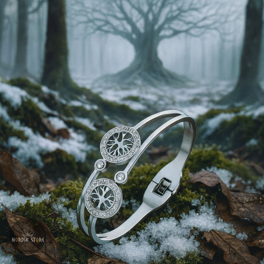 bracelet viking valkyries arbre de vie Yggdrasil argent, cadeau femme