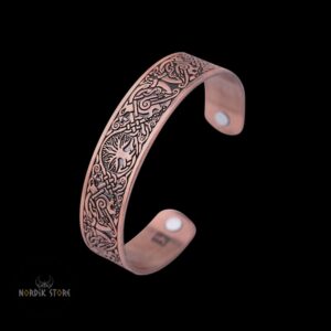 bracelet viking Yggdrasil cuivre, cadeau homme et femme