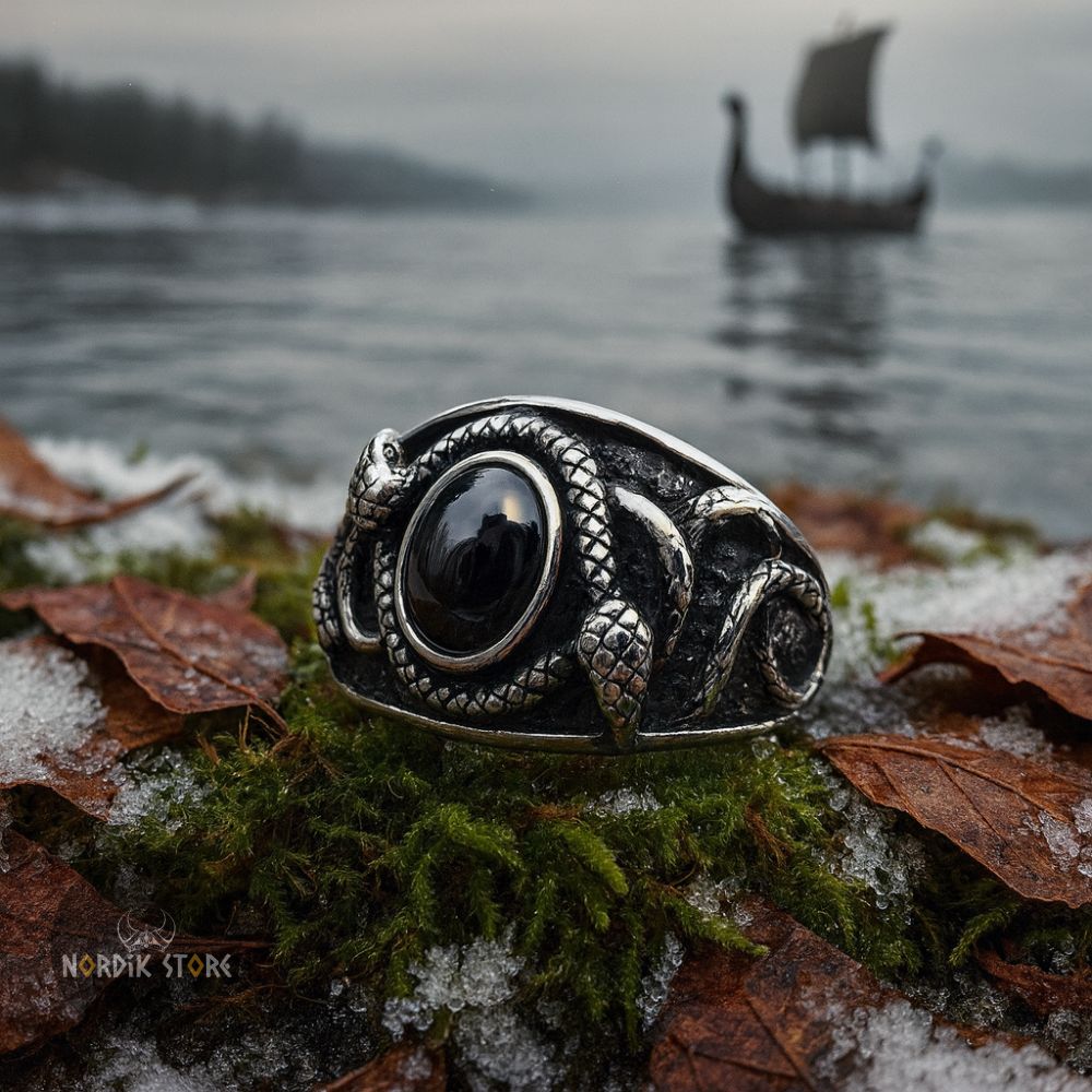 Chevalière et bague viking oeil du Serpent, cadeau homme