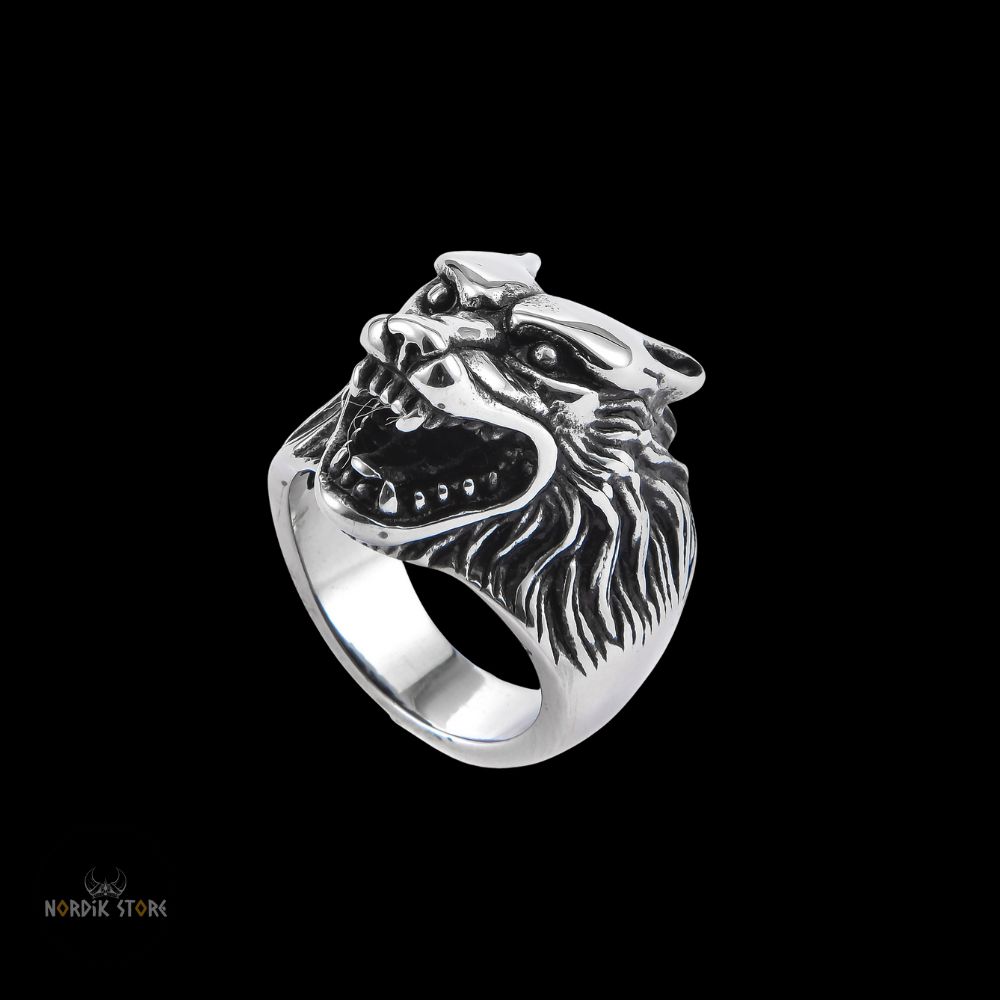 chevalière loup géant Fenrir argent, cadeau