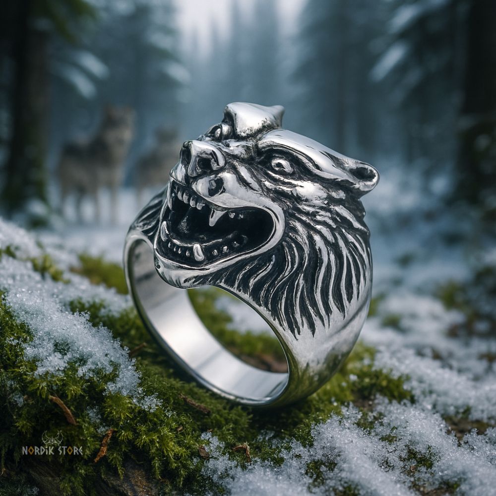 chevalière loup géant Fenrir, cadeau