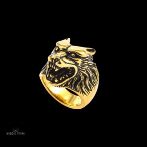 chevalière loup géant Fenrir or, cadeau