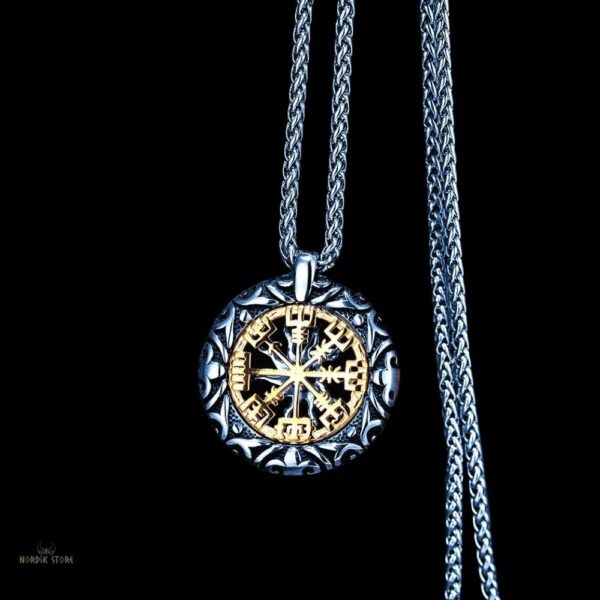 Collier compas viking Vegvisir, cadeau homme