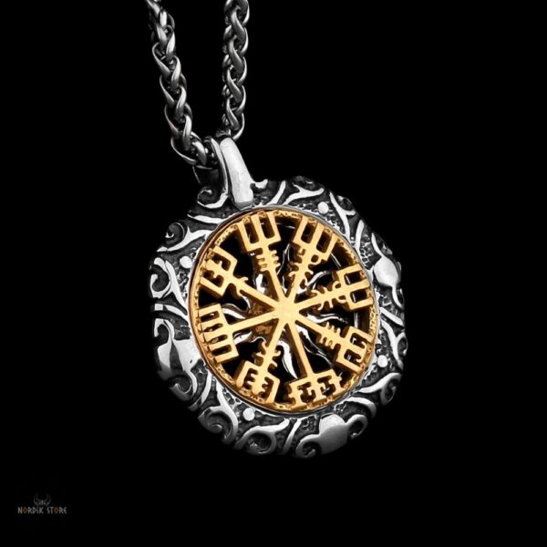 Collier compas viking Vegvisir, cadeau homme et ados
