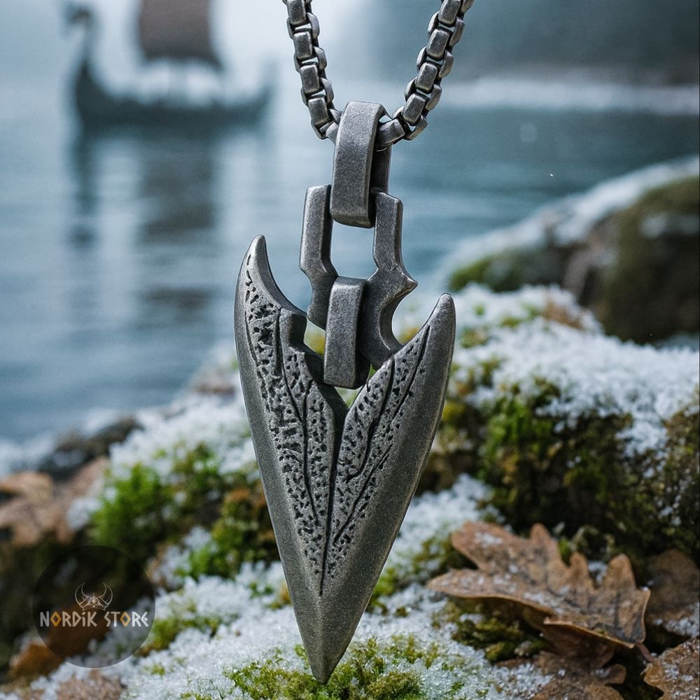 collier viking Flèche de Harald en acier, cadeau homme