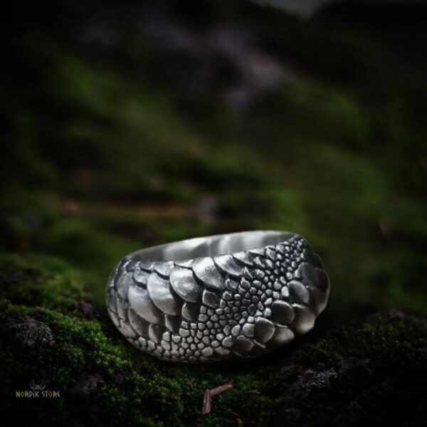 Bague anneau viking en écaille de serpent Jormungand, cadeau homme