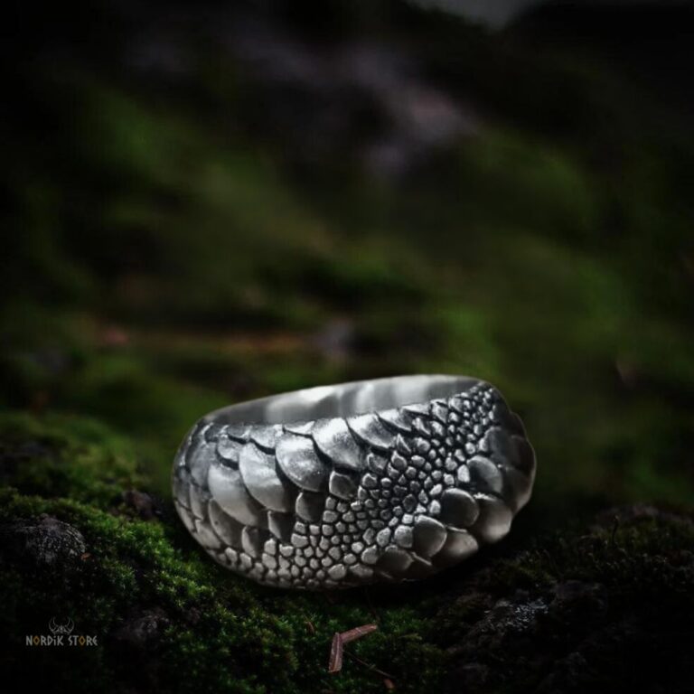 Bague anneau viking en écaille de serpent Jormungand, cadeau homme