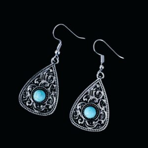 Boucles d'oreilles vikings Frigg en argent et pierres turquoises, cadeau femme